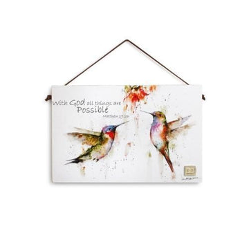 One Coast - Demdaco Decor Hummingbird Inspirational Wall Art with Bluebirds or Hummingbirds, Beautiful!